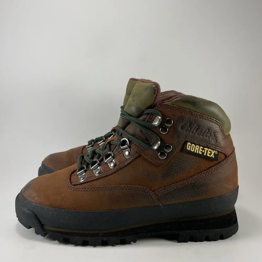 Cabela's Rimrock Boots Womens Size 6.5 B Brown Leather Gore-Tex Hiking 81-1473